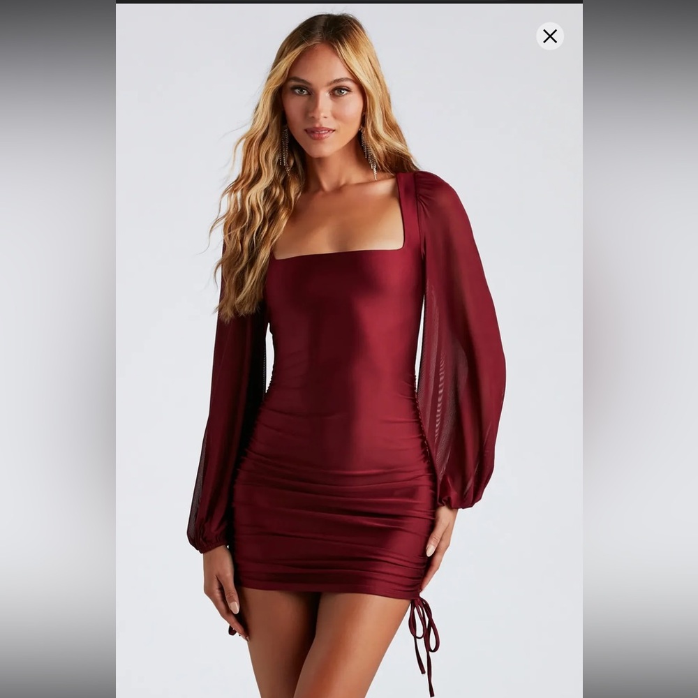 Windsor Burgundy Long Sleeve Dress